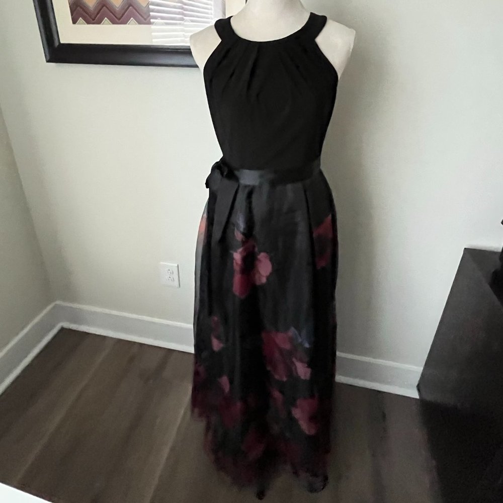 SL Fashions Black Floral Formal Gown 2-4